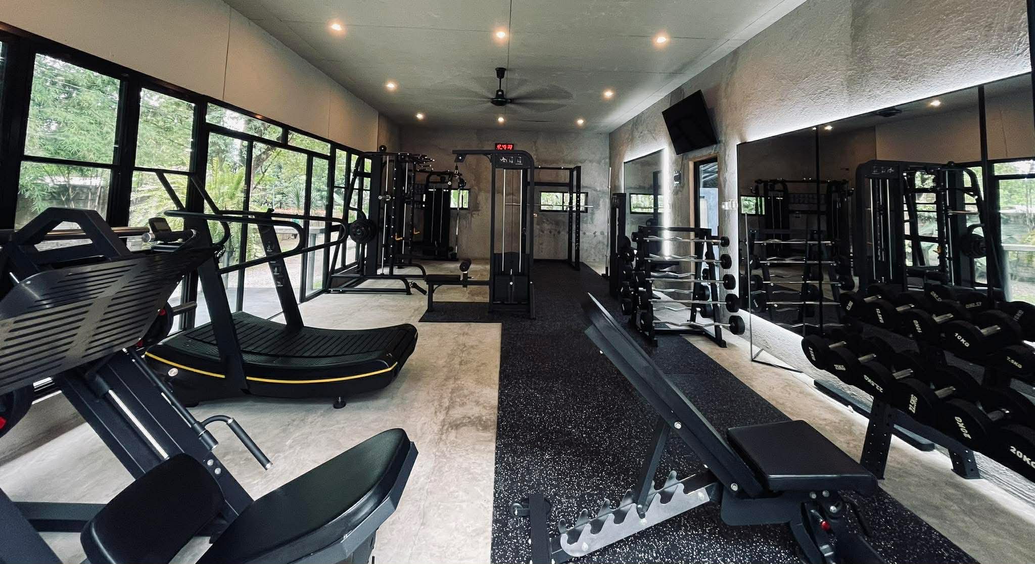 Close-up of leg press machine