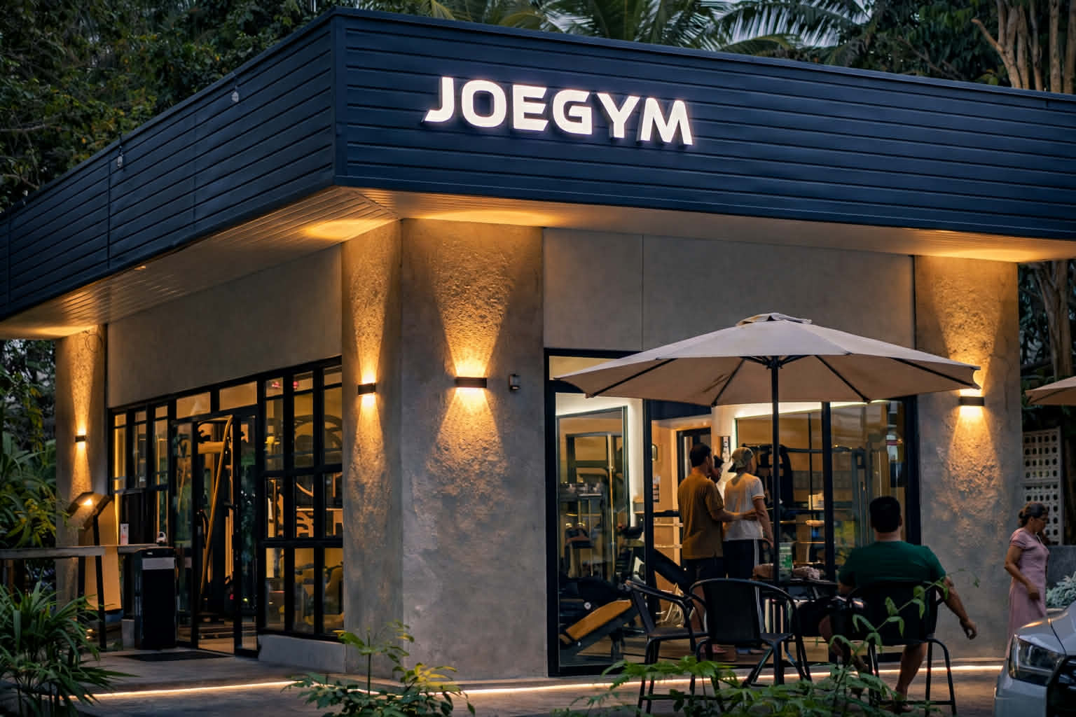 Evening exterior shot of JoeGym
